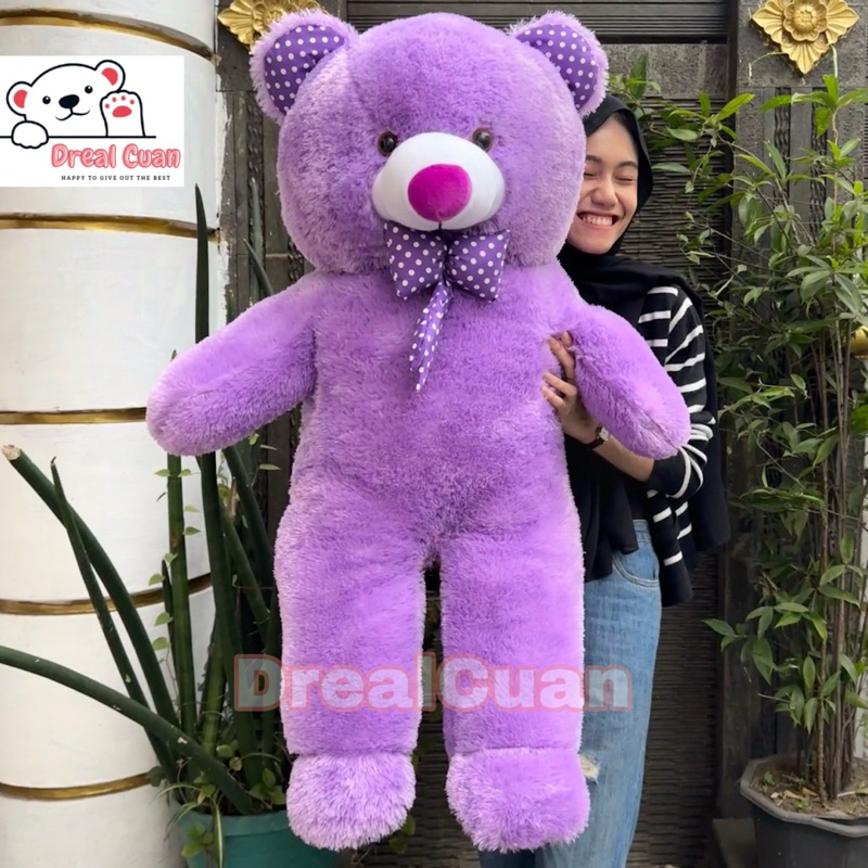 Boneka Beruang Besar Jumbo Tinggi 1 Meter Warna Ungu Lembut untuk Hadiah