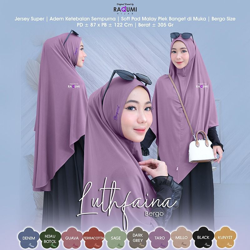 LUTHFAINA BERGO RAQUMI HIJAB | JILBAB SOFTPAD MALAY | JILBAB JERSEY JUMBO | JILBAB JERSEY HITAM | JI