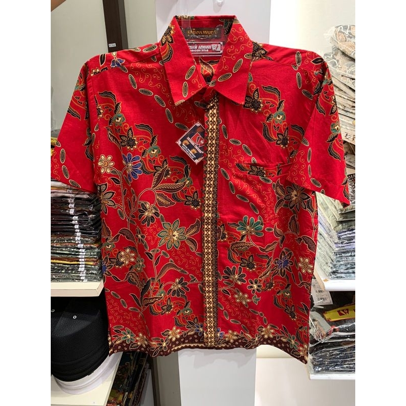 Krisna Wahyu Batik Lengan Pendek Warna Merah