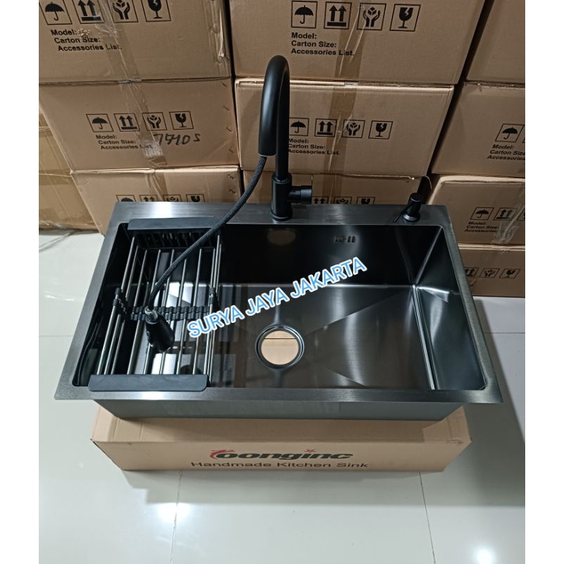 Murah Paket Komplit Kitchen Sink Stainless 8050 Hitam / Paket Komplit Kitchen Sink 8050 Black /
