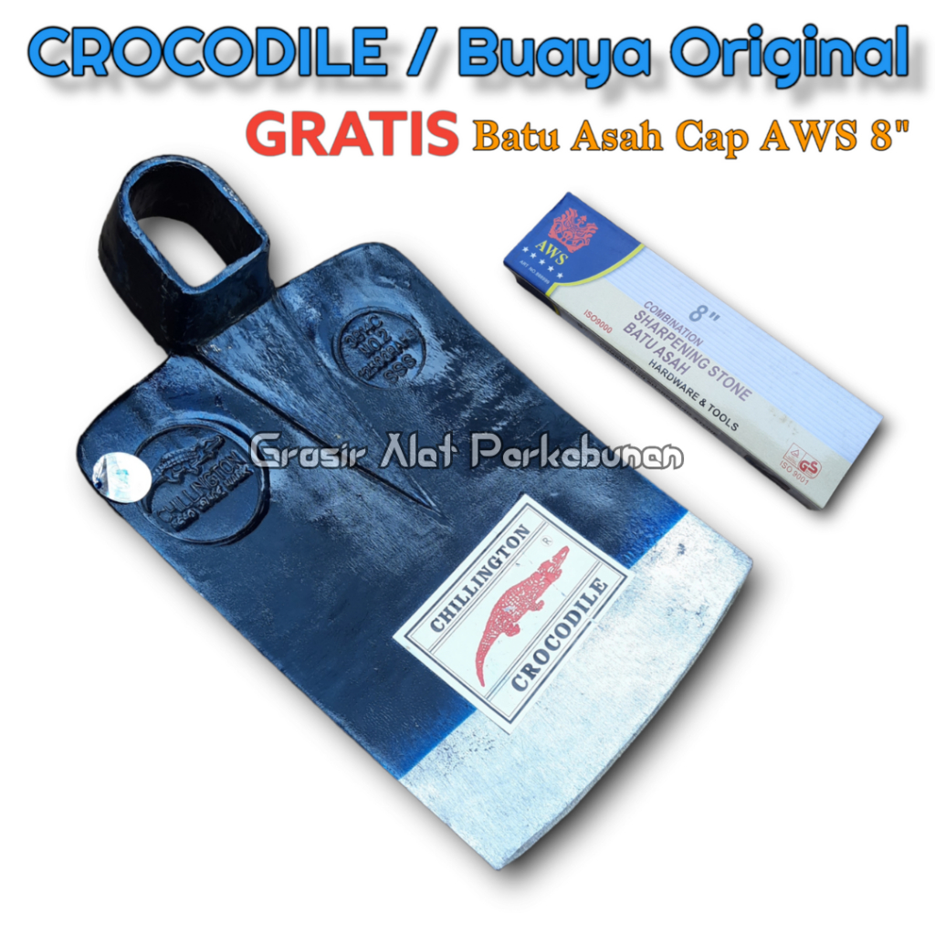 (BONUS BATU ASAH) Cangkul Cap Buaya Original Produk Import - Pacul Sawah Anti Lengket Tajam Tebal Gr