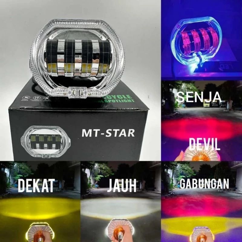 Lampu tembak daymaker lampu depan projie billed lampu led sorot 8D projie billed 4 led lensa + devil
