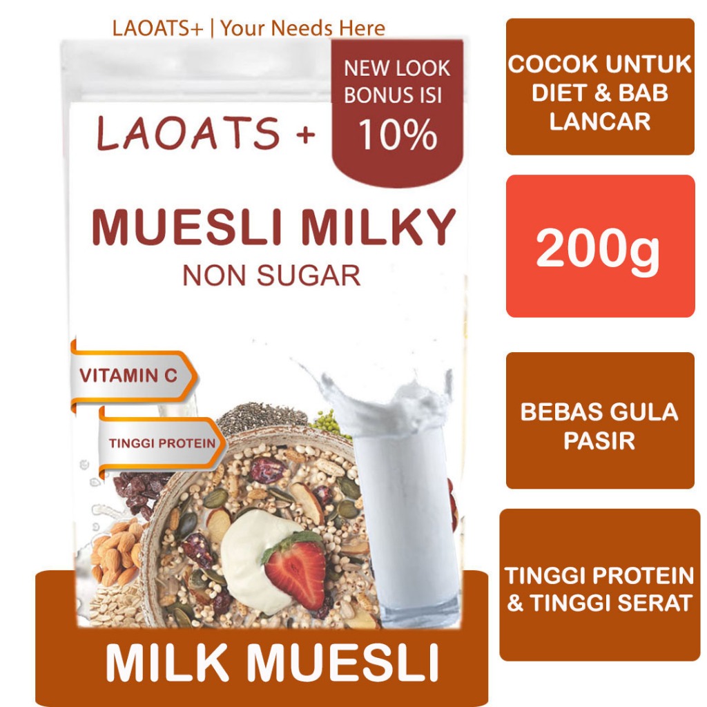 

Muesli Dried Fruit 1kg Milk Laoats Non Sugar (200g)