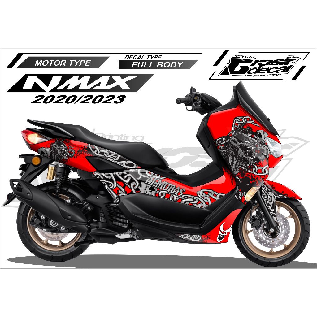 Sticker Decal NMAX New 2020 - 2023 Merah Full body Stiker Striping NMAX NEW 2020 Fullbody