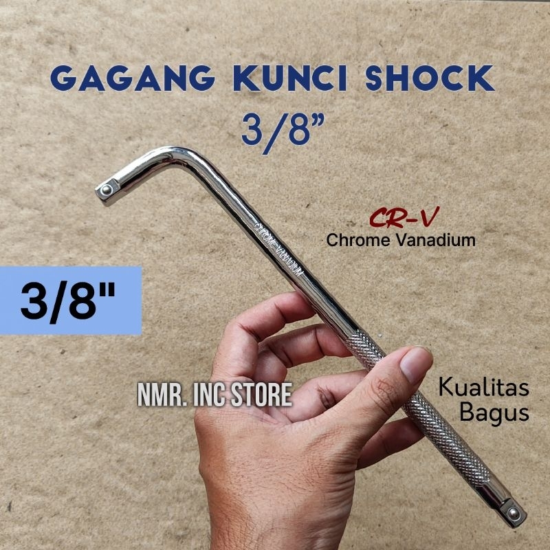 Gagang Kunci Shock L 3/8, Chrome Vanadium CR-V, Untuk Mata Sok Sock Socket.