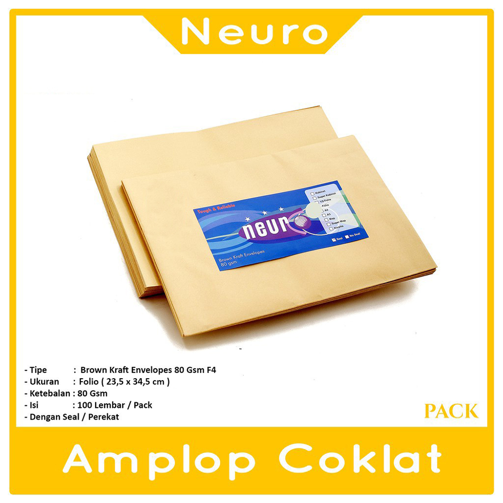 

NEURO - Amplop Coklat Ukuran Folio Dengan Seal - Pack