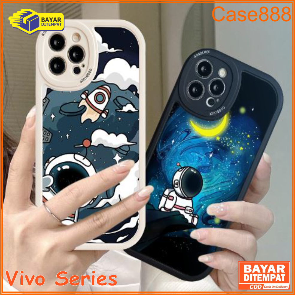 Case Vivo Y02 Y02A Y02T Y11 2023 Y35 Y36 4G Casing Nasa Bulan Bintang With pelindung kamera