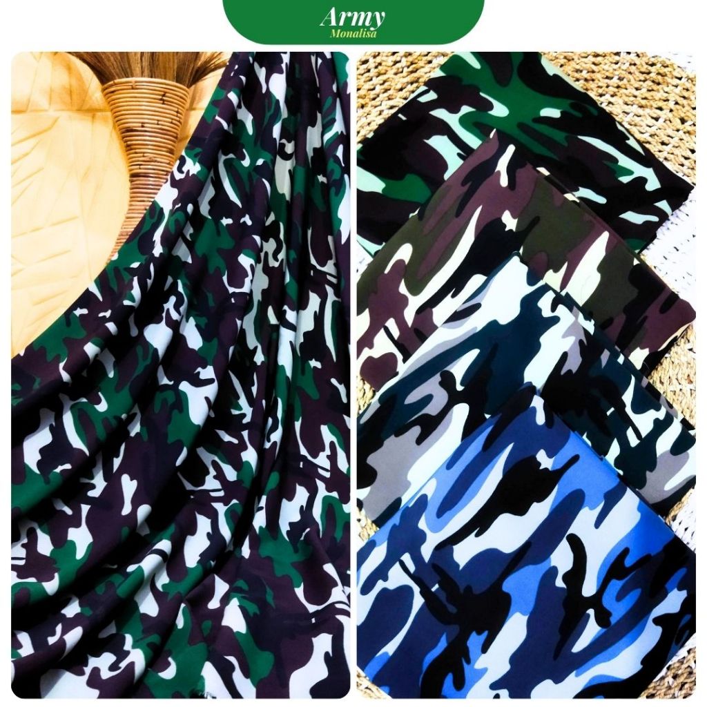 Kain Monalisa Wolfis Motif Army Terbaru Premium Halus Lembut Berkualitas MNLKG1
