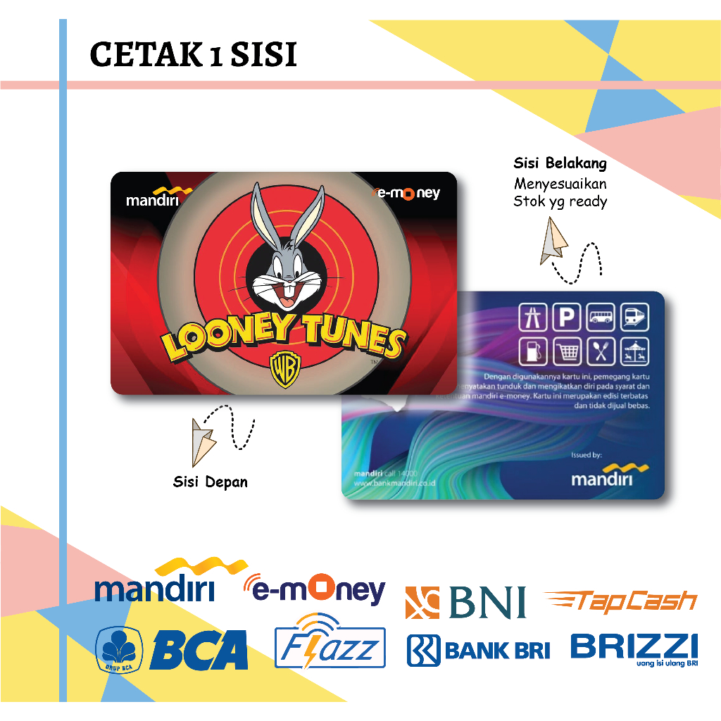 KARTU E MONEY ETOLL ANIME LOONEY TUNES CUTE MANDIRI FLAZZ BCA GEN 2 BNI TAPCASH BRIZZI BRI - 1 SISI