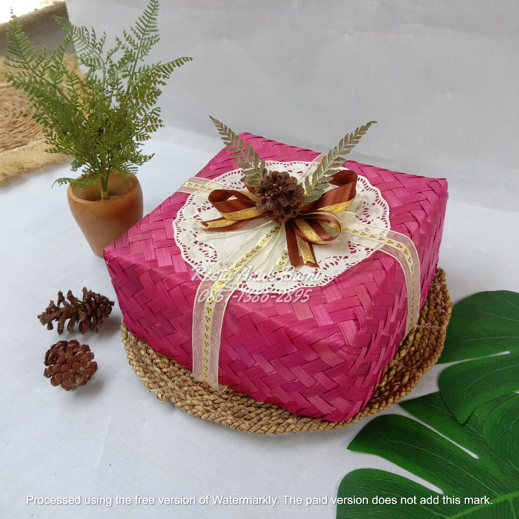 Besek Warna Pink Pita Kertas 15cm-25cm (Part 1) WADAH MULTIFUNGSI BOX HANTARAN| RICE BOX ANTI BASI-K
