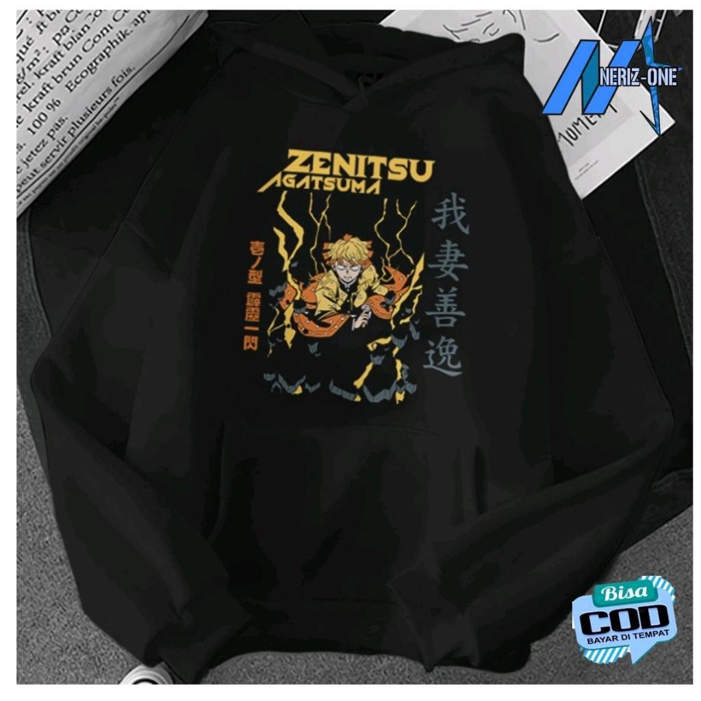 HOODIE CREWNECK ANIME ZENITSU AGATSUMA UNISEX | JAKET ANIME ZENITSU AGATSUMA ~ BAHAN KATUN ADEM