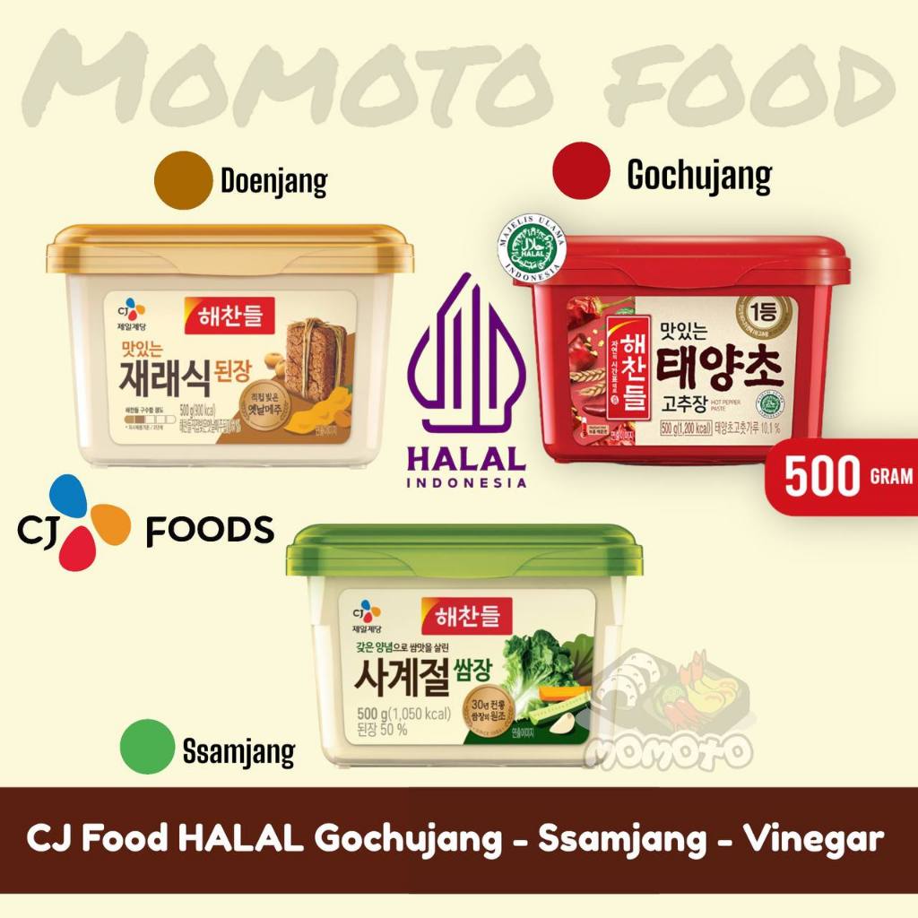 

CJ Foods Haechandle Saus Gochujang Doenjang Ssamjang Halal MUI / Pasta Kedelai Cabai Cabe Korea 500 Gram