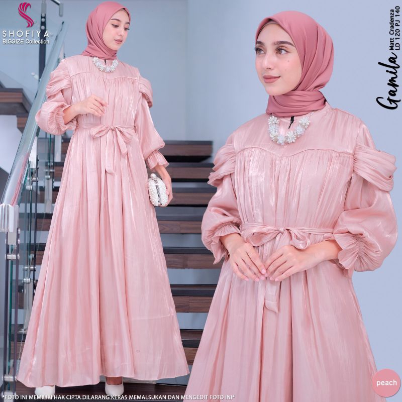 DRESS JUMBO Original Shofiya Bigsize Gamis Longdress Maxi Busui Bahan Cey Airflow Plisket Cradenza P