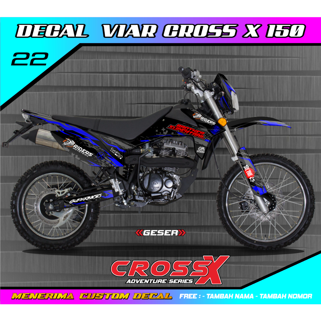 Sticker Decal Viar Cross x 150 Full Body Biru