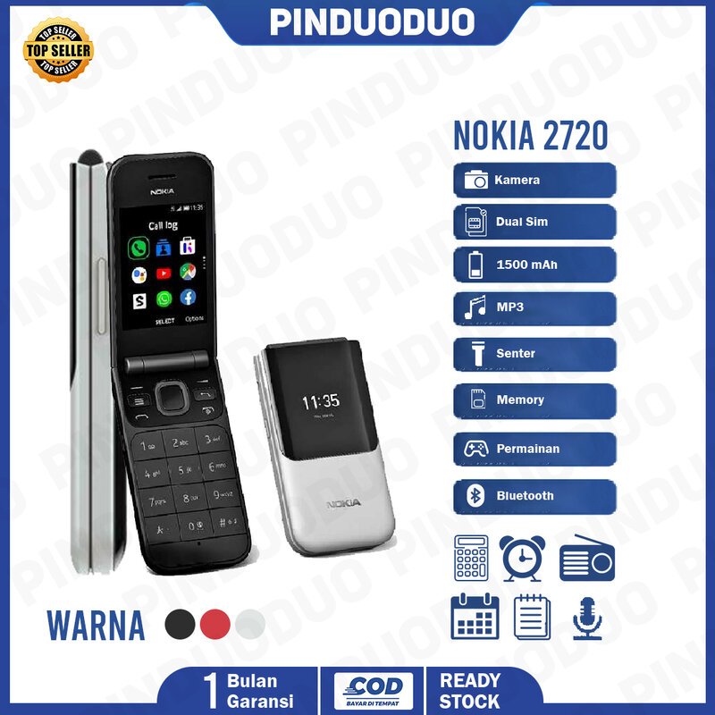 NOKIA 2720 FLIP DUAL SIM GARANSI HP JADUL