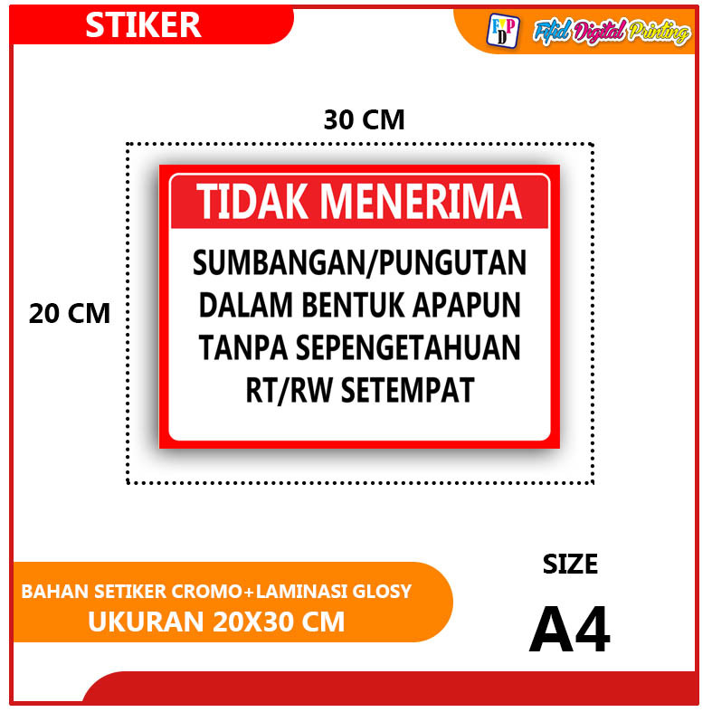 

SETIKER TIDAK MENERIMA SUMBANGAN APAPUN