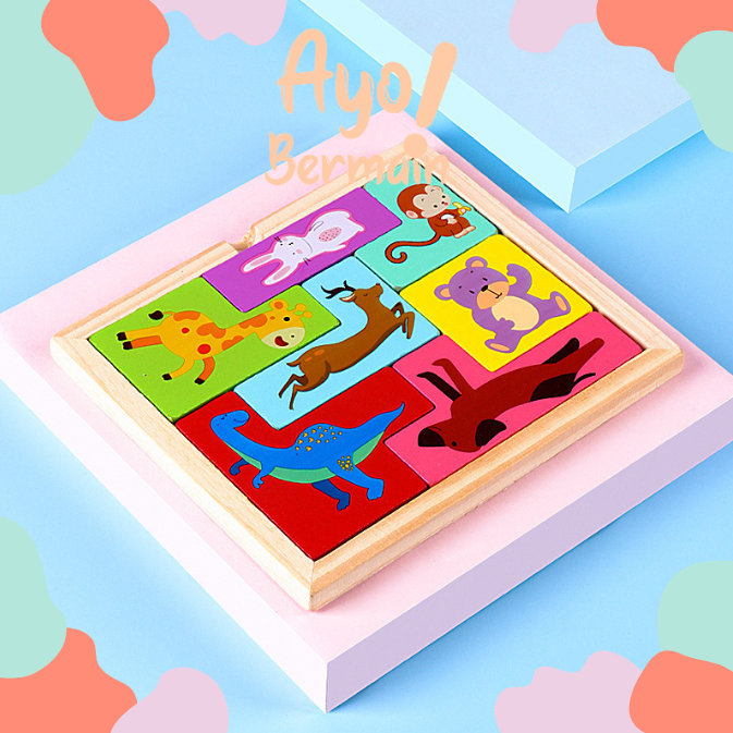 Square Animal Tetris / Puzzle Tetris Anak / Puzzle Kayu