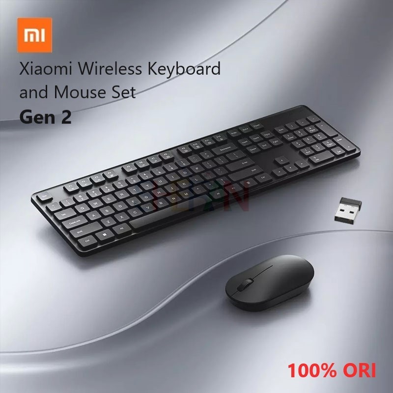 Xiaomi Keyboard Mouse Set Wireless Portable Built in USB Receiver untuk Komputer PC Laptop Windows