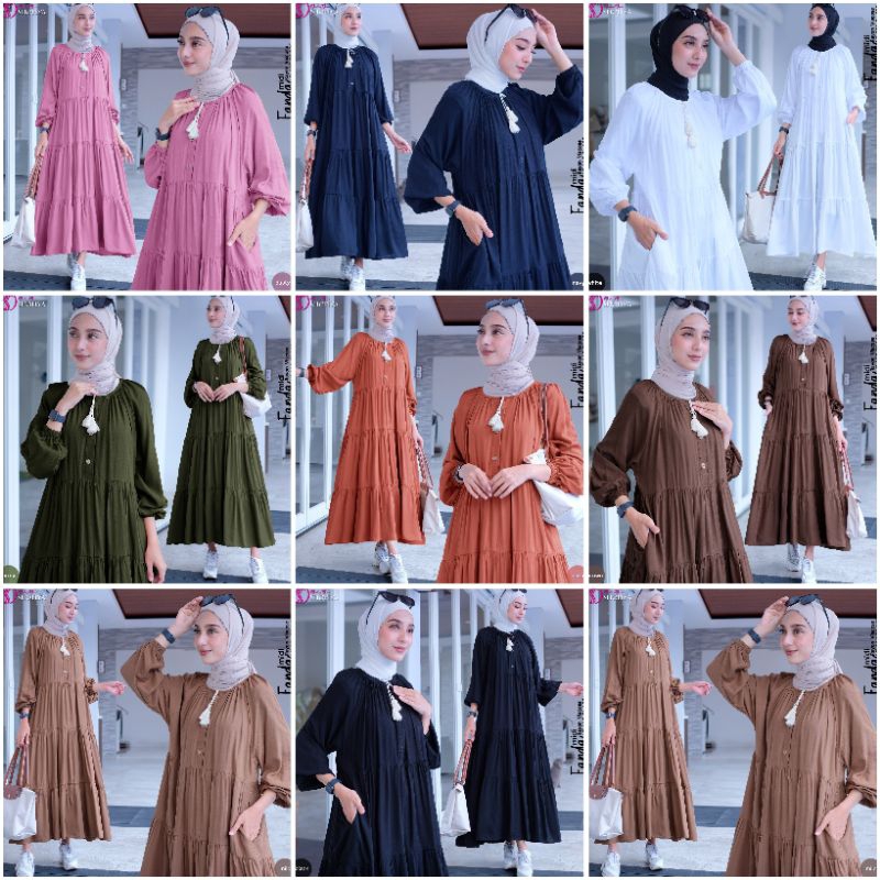 MIDI DRESS Original GGS By Shofiya Gamis Busui Longdress Katun Rayon Crinkle Airflow Premium Polos /