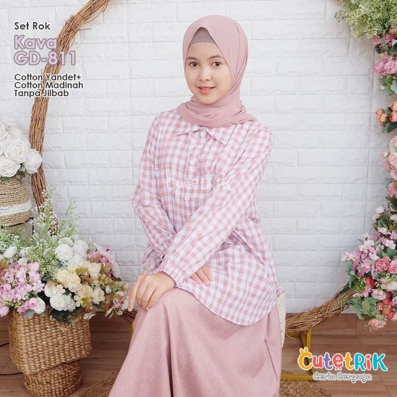 Set Rok Kava Baju Muslim Remaja Setelan rok Anak Gadis