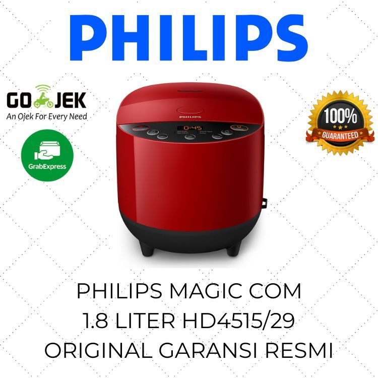 Philips Rice Cooker Fuzzy Logic Digital HD 4515 1.8 Liter / Mejikom Philips / Mejicom Merah / Magic 