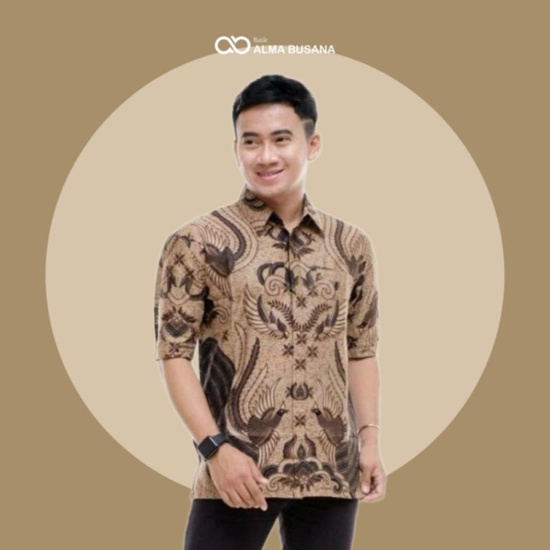 Couple Baju Batik Pria Dewasa Couple Batik Ayah dan Anak Laki-Laki Motif Ironman Warna Coklat