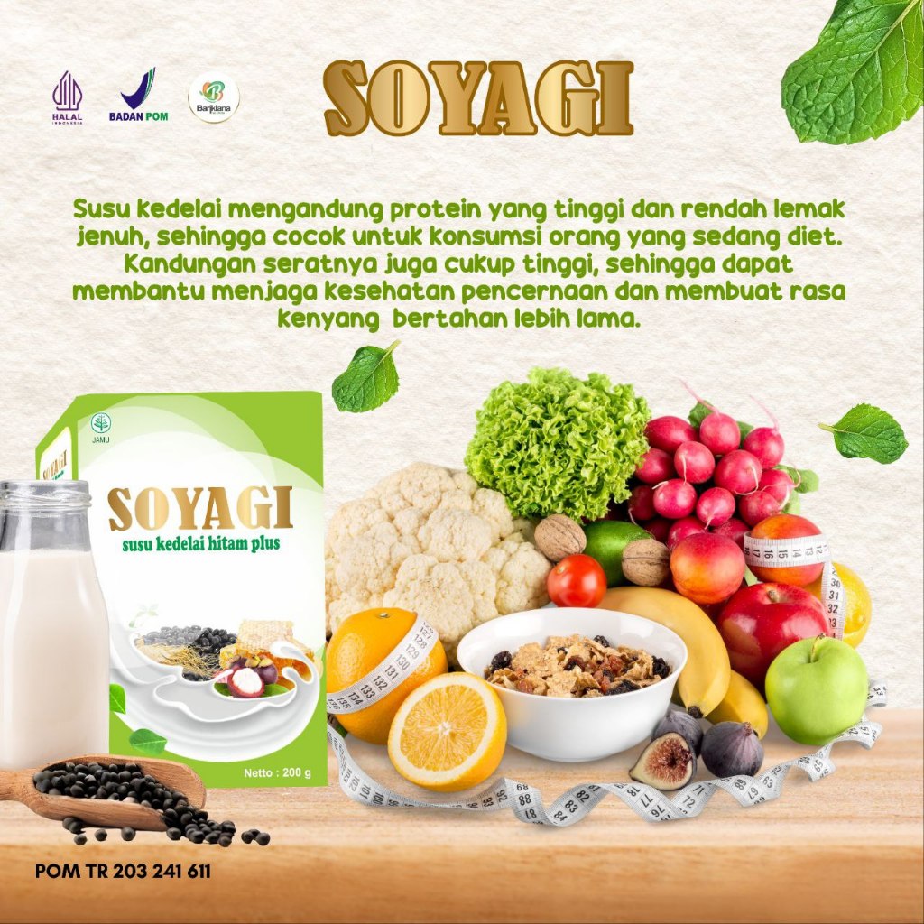 

SOYAGI SUSU KEDELAI HITAM / KULIT MANGGIS/ PROPOLIS / GINGSENG JAWA / ROYAL JELLY