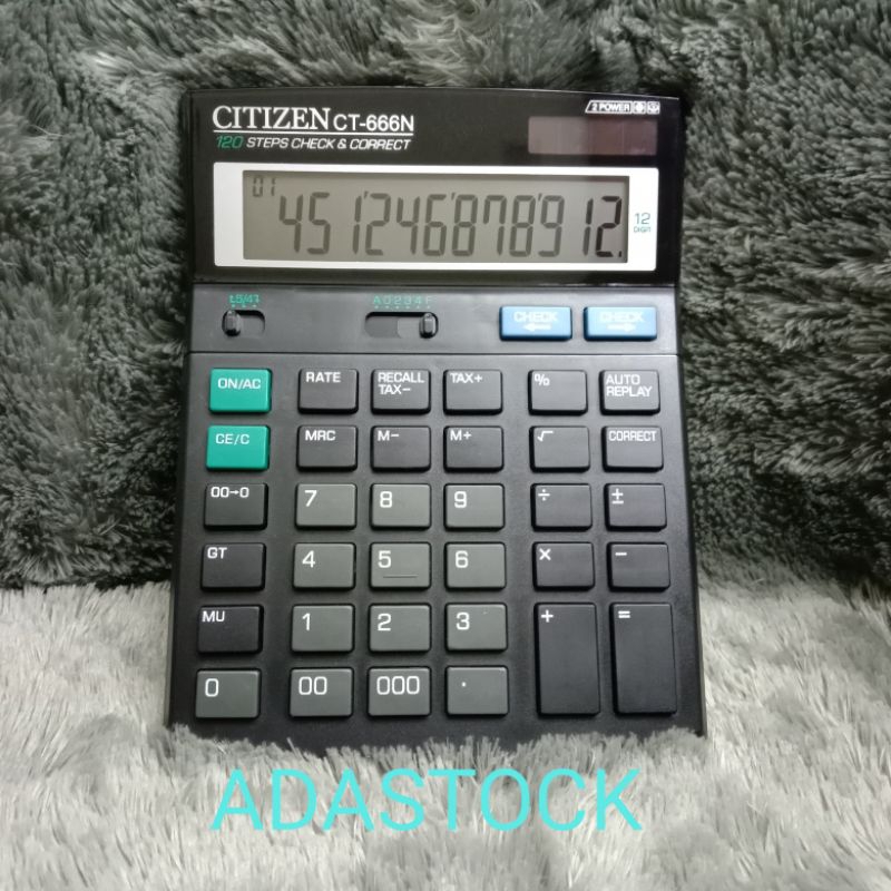 

kalkulator citizen 12digit,2power chec&correct ct-666n/calculator meja kasir check&correrct 12 digit,2power ct-666n