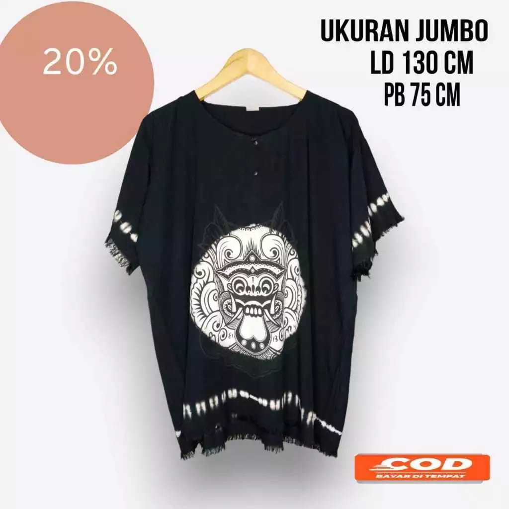 TERLARIS baju barong bali dasar hitam ukuran jumbo ld 130 / baju lukis bali jumbo / kaos santai pria