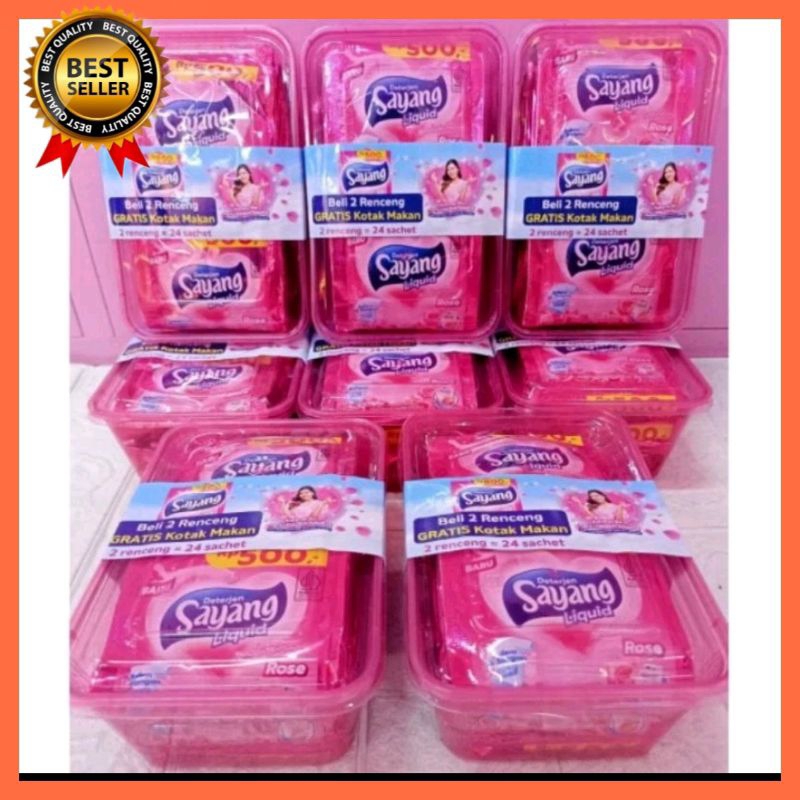 Detergen cair Sayang 1 PAKET ISI 24 PCS GRATIS KOTAK MAKAN + TEMPAT TISU