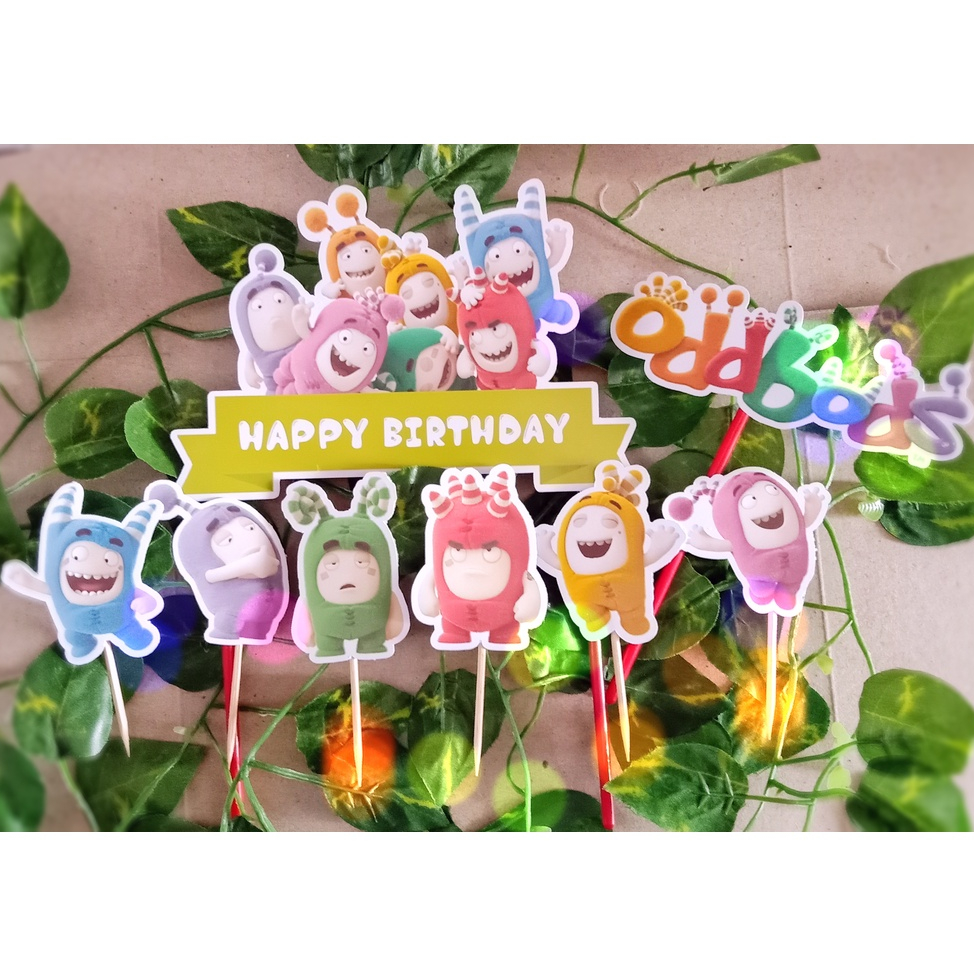 Hiasan / Topper Kue Ulang Tahun Anak Karakter Oddbods Bisa Custom / Tambah Nama