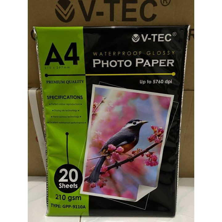 

kertas photo paper vtec A4 210 gsm 20 lembar