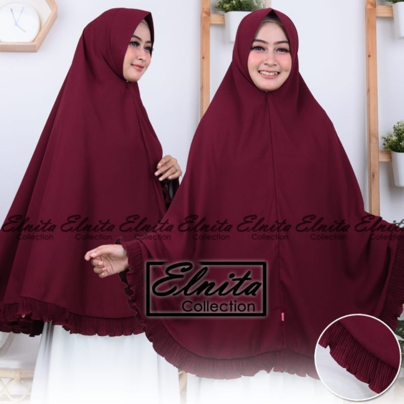 ELshop -Jilbab Hijab Khimar Syar'i Wollycrepe Plisket Jumbo XL Softpad Kerudung  Premium