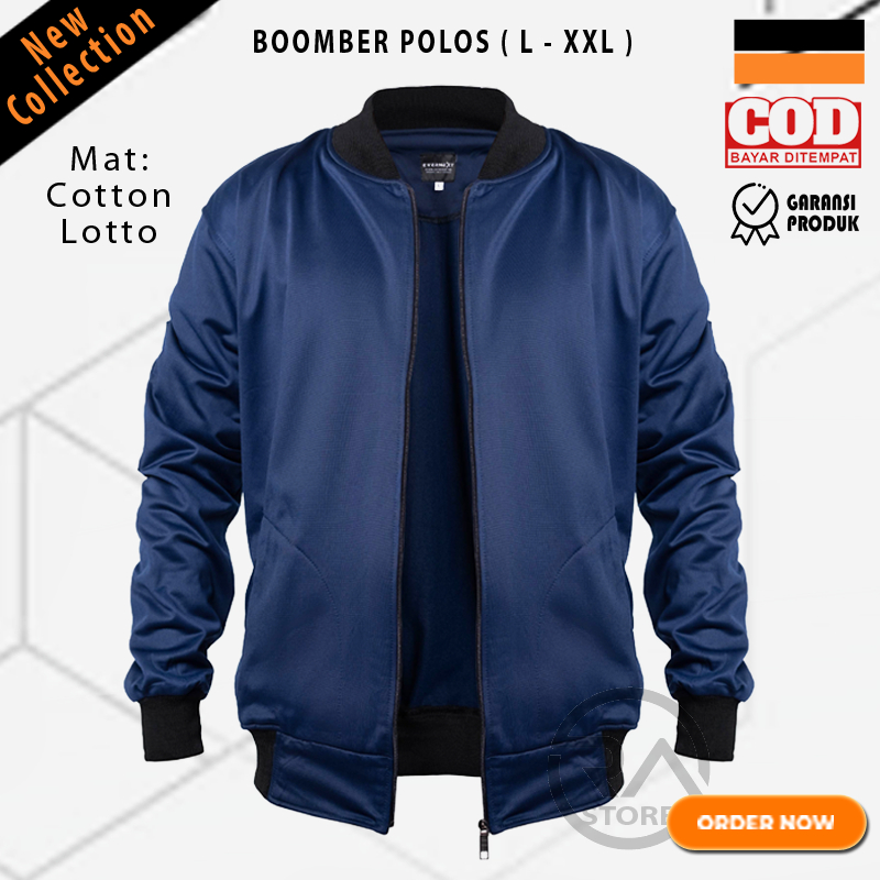 Jaket Boomber Pria Polos Waterproof Anti Air Dan Anti Angin