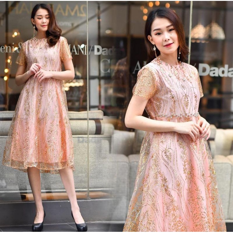 DRES NATAL MEWAH DRES PESTA MODERN DRES WANITA DEWASA DRES LENGAN PENDEK TERLARIS