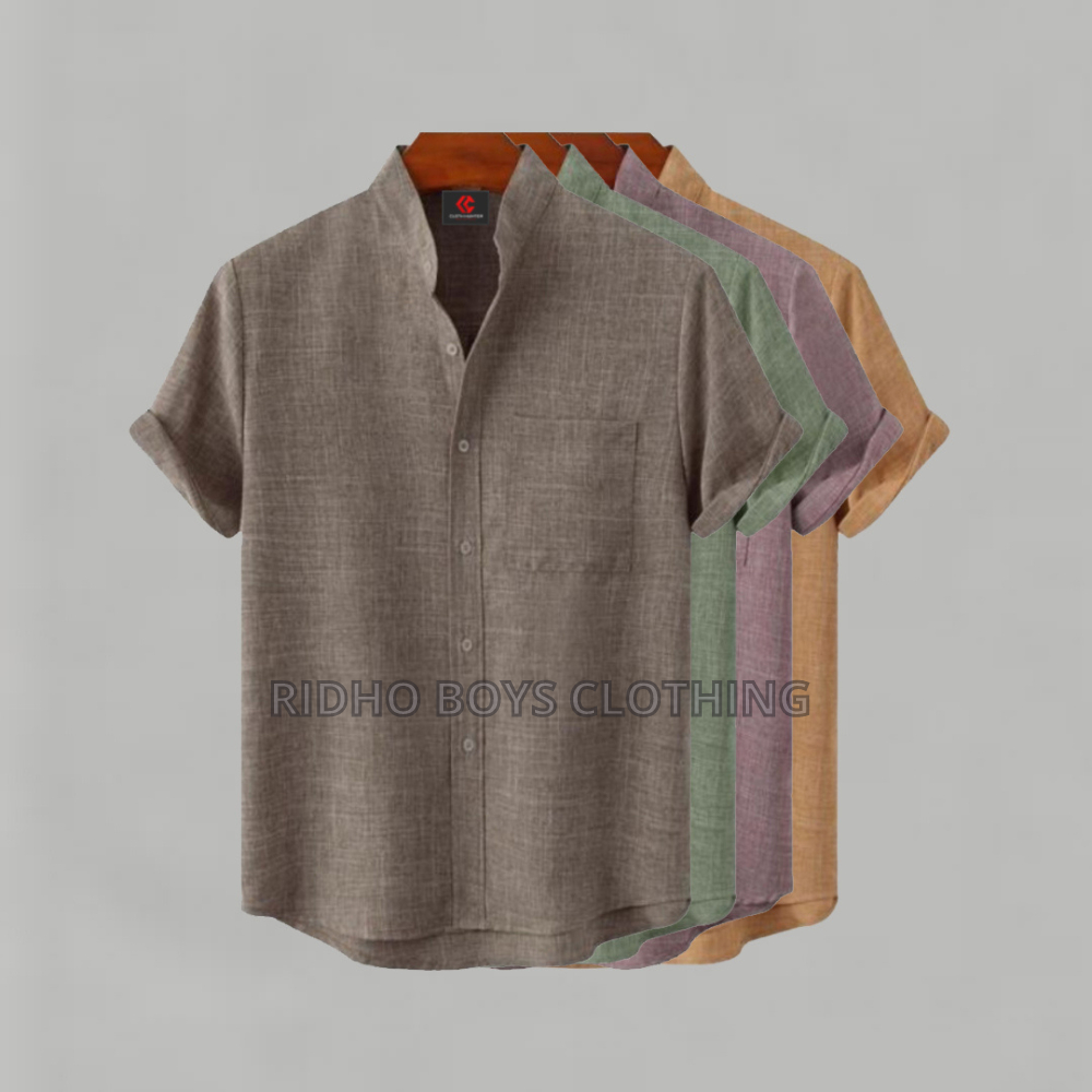 Baju Koko Pria Dewasa Lengan Pendek Saku Samping MADINA Polos Bahan Cotton Madina Premium 100%