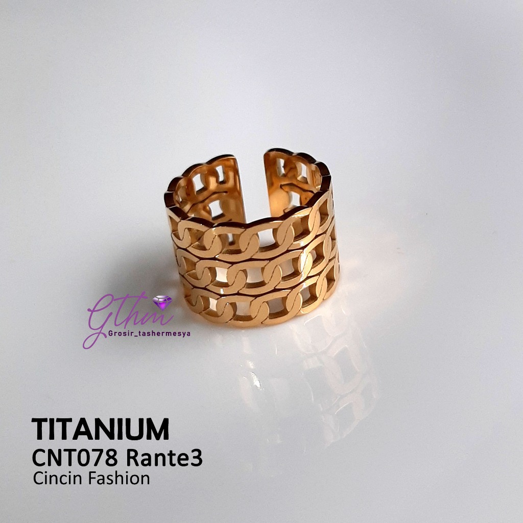 Cincin Wanita Titanium Rante Susun 3 Model Elegan Fashionable Awet Anti Luntur bisa dipakai sehari-hari cnt078