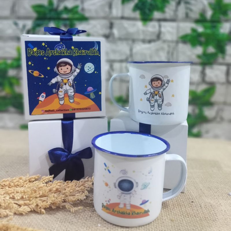 souvenir/hampers mug enamel custom kemas paper box stiker