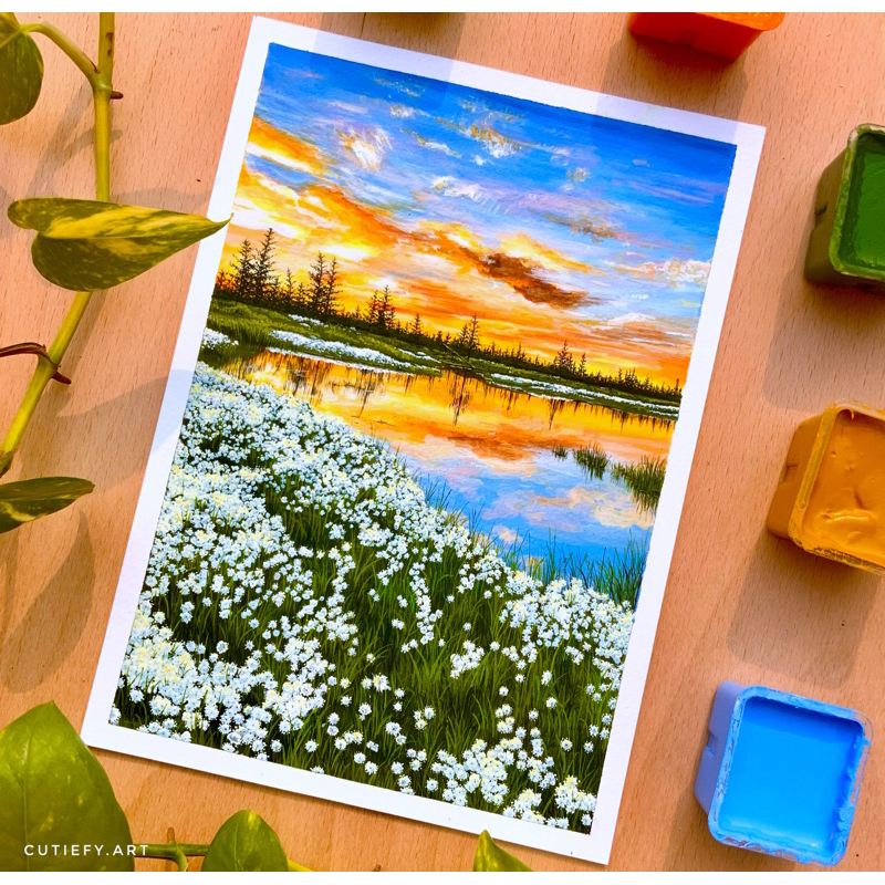 lukisan tangan original aesthetic / hiasan dinding kamar aesthetic