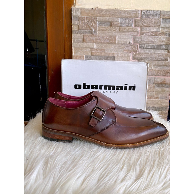 PSPGN.CO | original branded obermain OH4546DBR sepatu kulit pria oxford monk strap formal pesta