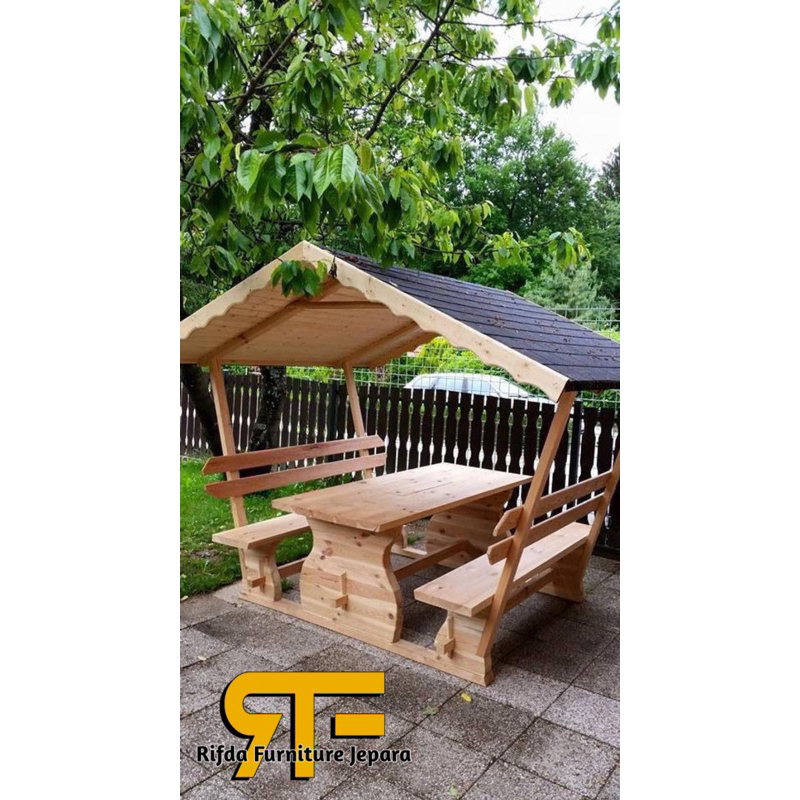 gazebo minimalis rumah jati modern ( paragola jati, gazebo jati murah )