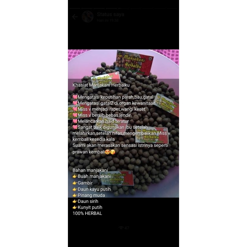 

Manjakani Herbalku untuk keputihan (perapat)