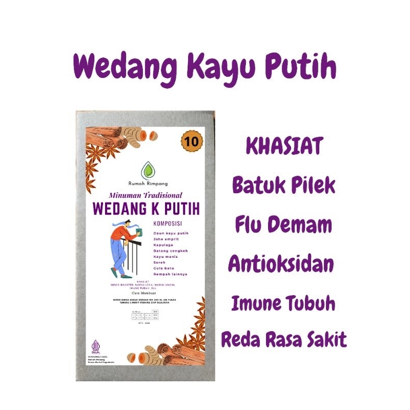 

Wedang kayu putih komplit khas Yogyakarta 1 pak isi 10 bungkus