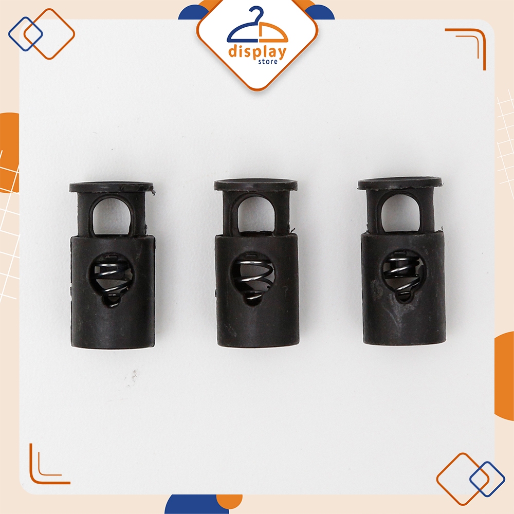 Stopper Model Variasi Stoper Tabung Tali Tas Serut Cord Lock Isi 200 Pcs Hitam