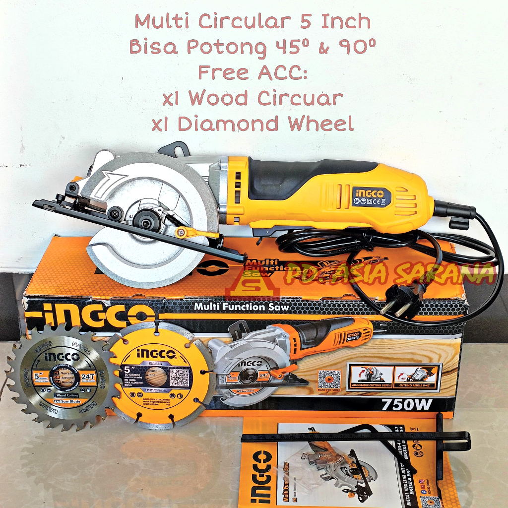 Multi Mini Circular Saw 5” Inch INGCO MFS1251 Gergaji Gerinda Tile Cut
