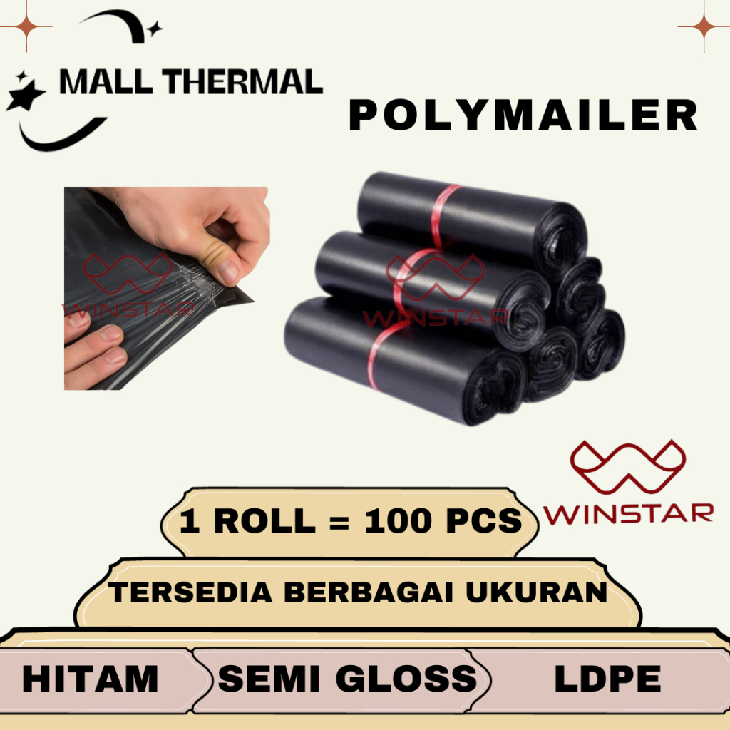 

POLYMAILER PLASTIK PACKING ONLINE HITAM 40X50 ISI 100PCS
