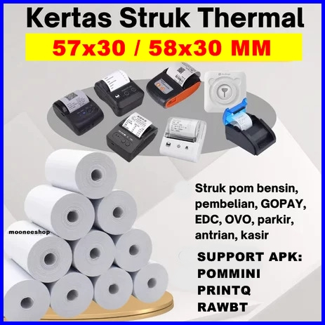 

Kertas Thermal Paper Roll 57x30 58x30 Termal EDC Thermal Printer Mini Bluetooth Cetak Hitam Kertas Thermal Ungu Strip Murah