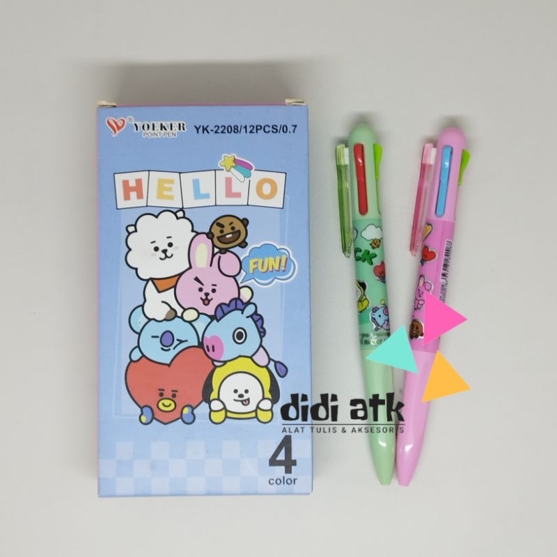 

Pulpen Cetek 4 Warna Yoeker YK-2208 0.7mm 1 Pak isi 12 Pcs