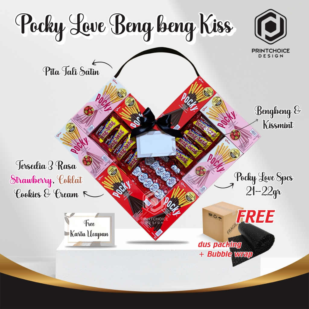 

Pocky Love 8pcs Yupi Lampu LED Free kartu Ucapan Bubble Wrap Double Dus Netto 21-22 Gram