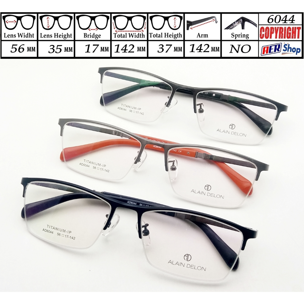 kacamata minus original half frame ALAIN DELON titanium trendy unisex